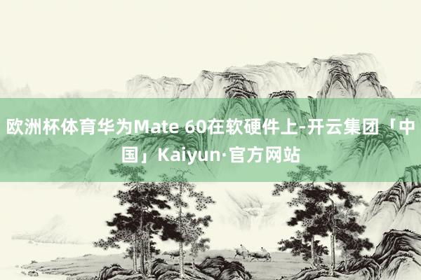 欧洲杯体育华为Mate 60在软硬件上-开云集团「中国」Kaiyun·官方网站
