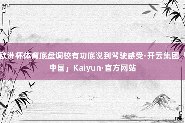 欧洲杯体育底盘调校有功底说到驾驶感受-开云集团「中国」Kaiyun·官方网站
