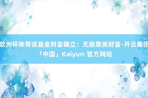 欧洲杯体育该基金财富确立：无股票类财富-开云集团「中国」Kaiyun·官方网站