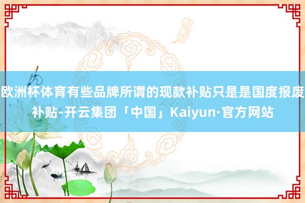 欧洲杯体育有些品牌所谓的现款补贴只是是国度报废补贴-开云集团