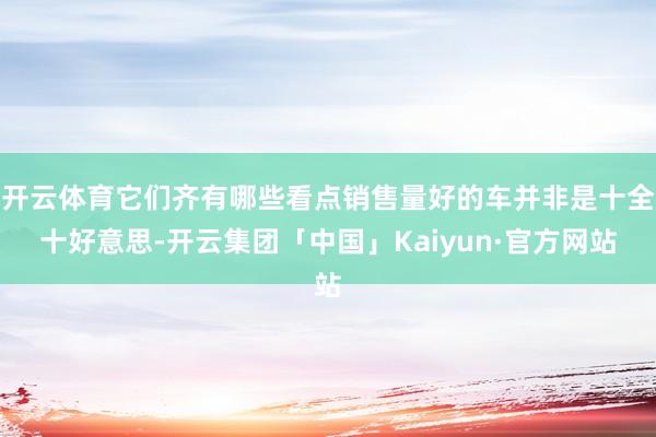 开云体育它们齐有哪些看点销售量好的车并非是十全十好意思-开云