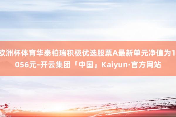 欧洲杯体育华泰柏瑞积极优选股票A最新单元净值为1.056元-