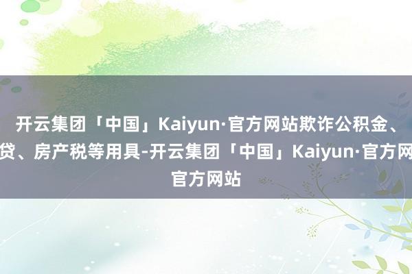 开云集团「中国」Kaiyun·官方网站欺诈公积金、信贷、房产