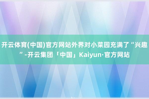 开云体育(中国)官方网站外界对小菜园充满了“兴趣”-开云集团