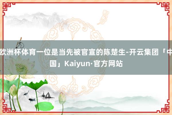 欧洲杯体育一位是当先被官宣的陈楚生-开云集团「中国」Kaiy