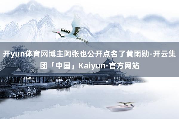 开yun体育网博主阿张也公开点名了黄雨勋-开云集团「中国」K