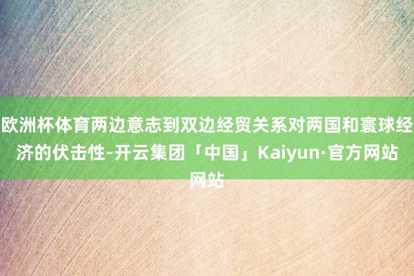 欧洲杯体育两边意志到双边经贸关系对两国和寰球经济的伏击性-开
