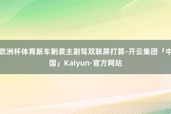 欧洲杯体育新车剿袭主副驾双联屏打算-开云集团「中国」Kaiy
