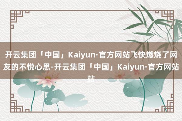 开云集团「中国」Kaiyun·官方网站飞快燃烧了网友的不悦心